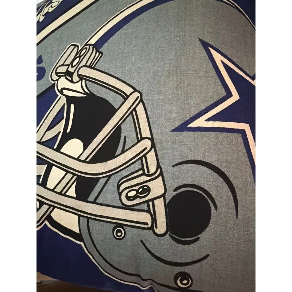 Vintage 70s 80s Dallas Cowboys NFL Football Helmet Throw Pillow Blue Gray Retro